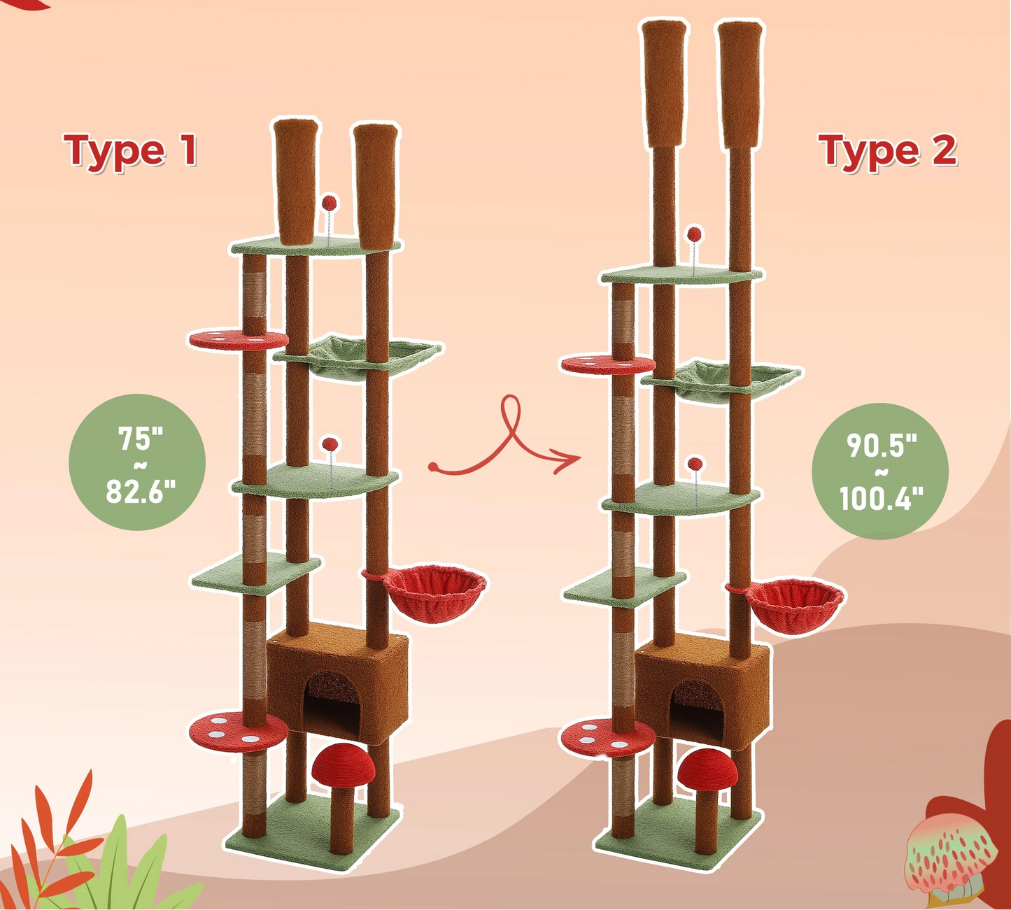 arbre-a-chat-bois-vert-marron-rouge-hauteur