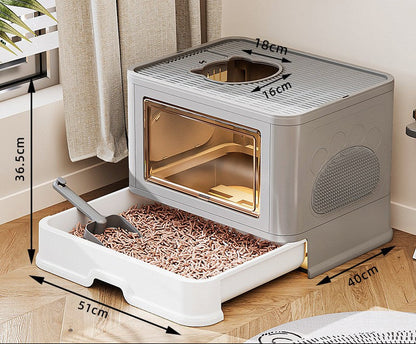 litière-pour-chat-box-cleanbox-gris