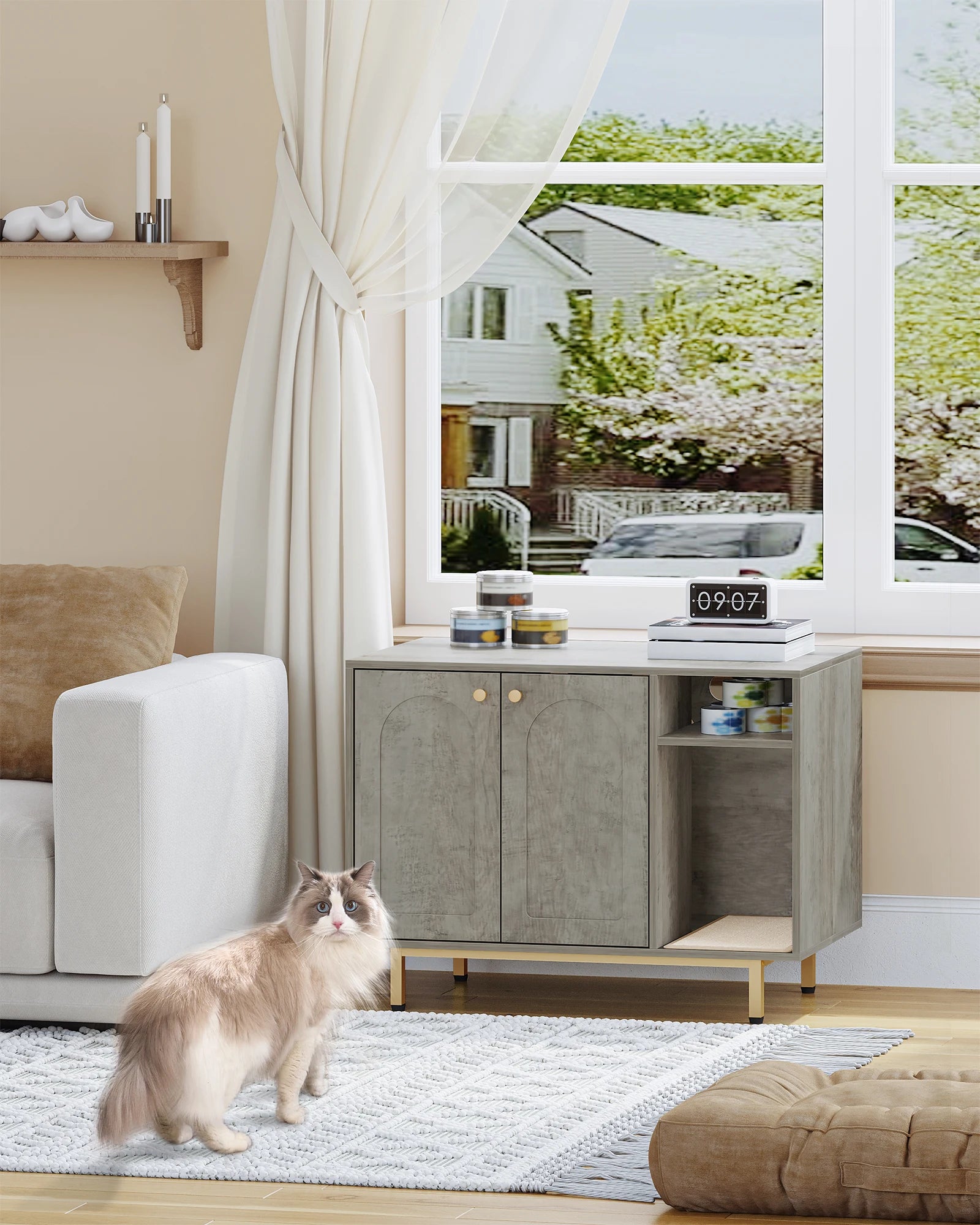 Meuble litière pour chat - Discret™ - Ronron-Toudou