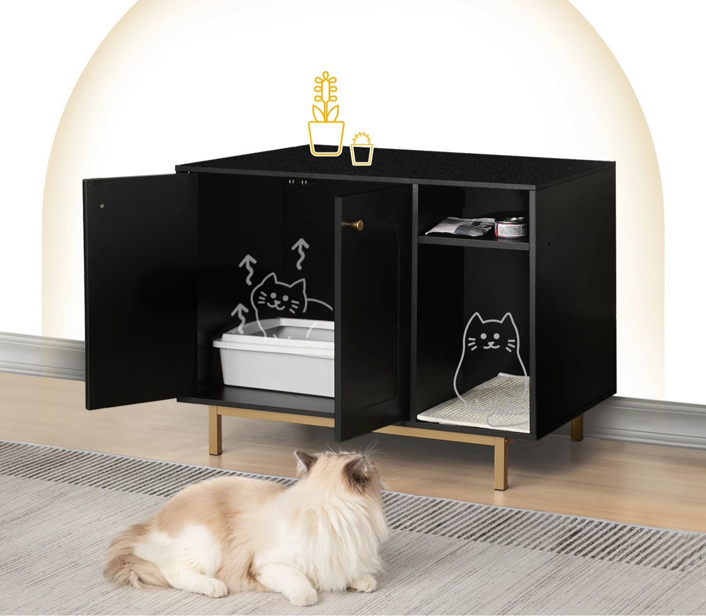 Meuble litière pour chat - Discret™ - Ronron-Toudou