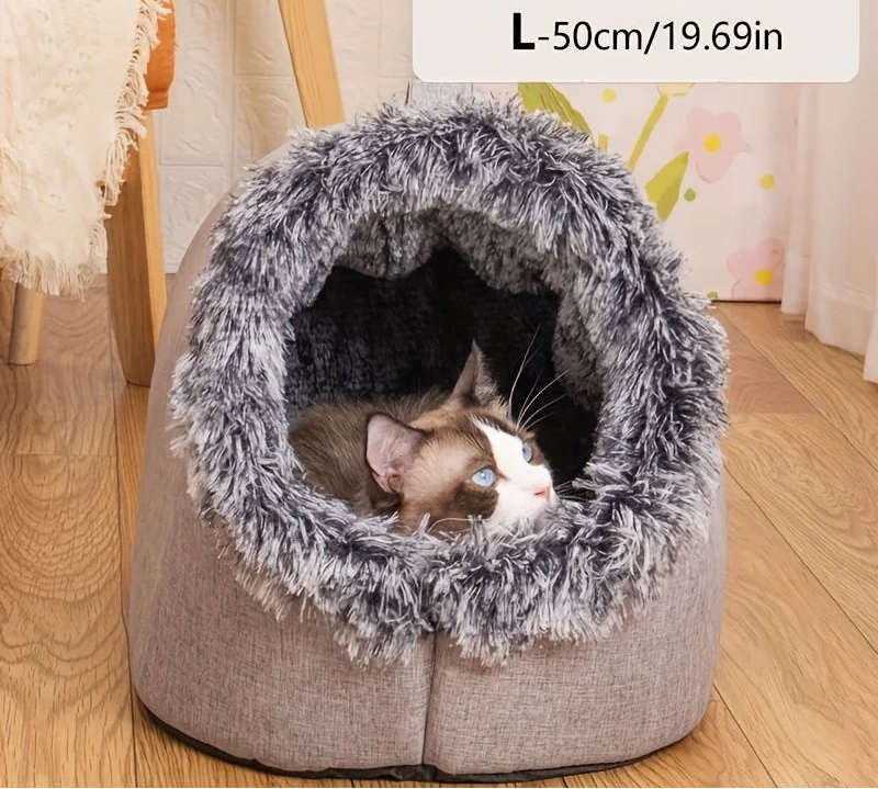 niche-pour-chat-fourrée-gris-l