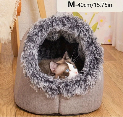 niche-pour-chat-fourrée-gris