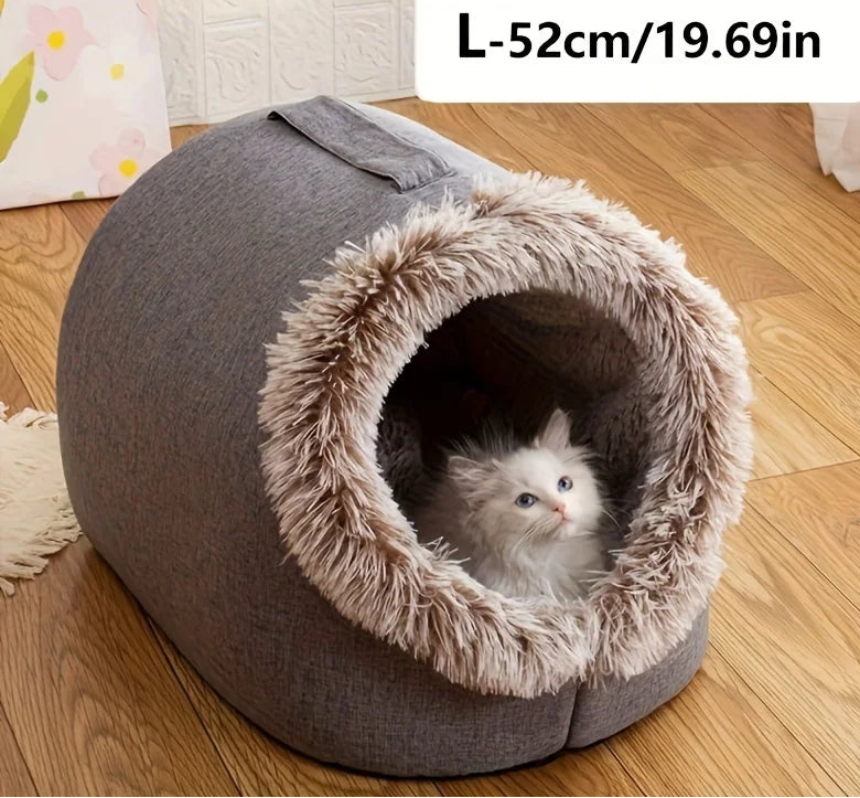 niche-pour-chat-fourrée-marron-l